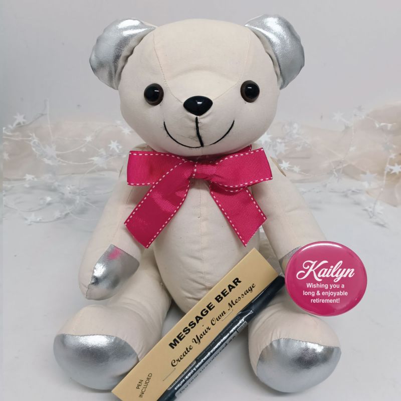 Retirement Signature Bear Pink Bow