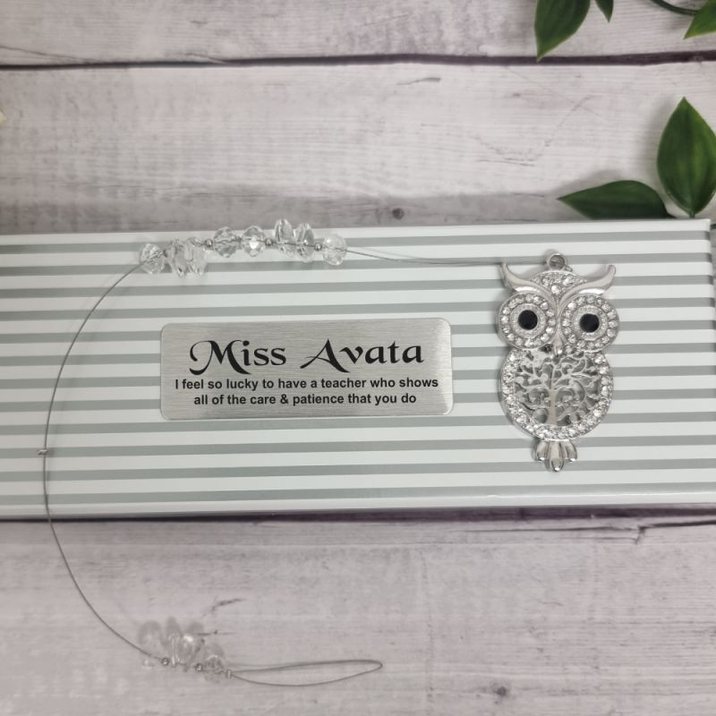 Teacher Diamante Owl Suncatcher