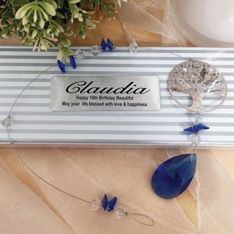 16th Birthday Tree of Life Suncatcher- Blue
