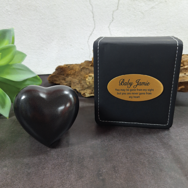 Baby Memorial keepsake Urn For Ashes Black Heart
