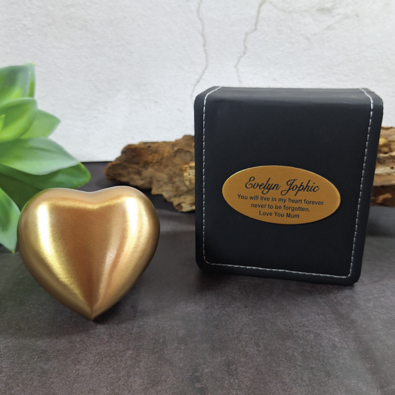 Memorial keepsake Urn For Ashes Gold Brass Heart