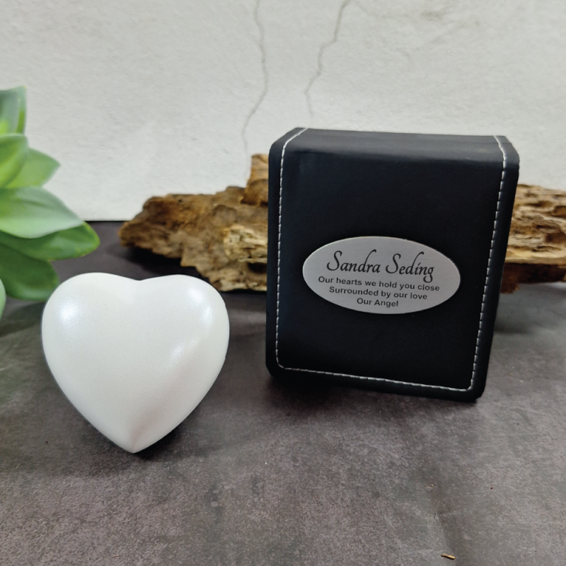 Baby Memorial keepsake Urn For Ashes Pearl White Heart