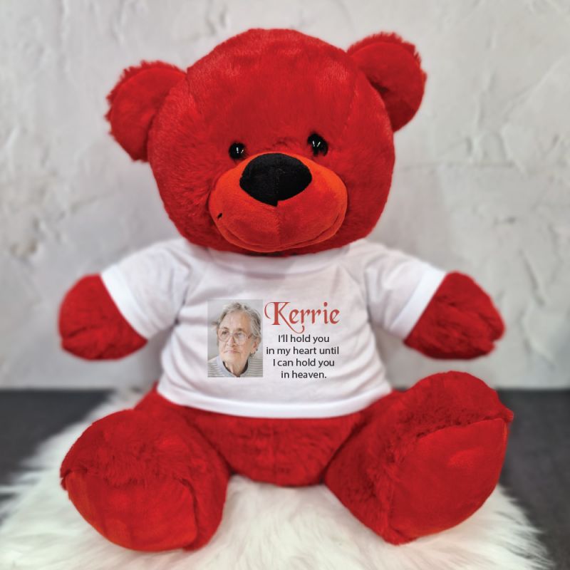 Personalised Memorial Photo Bear 40cm Red