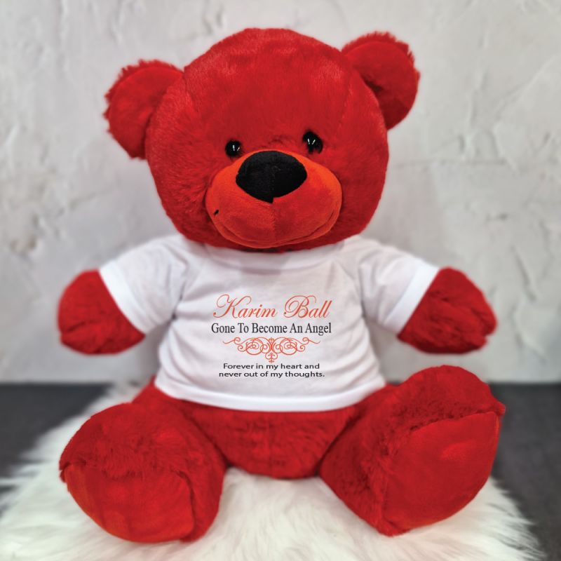 Personalised Memorial Teddy Bear Red 40cm