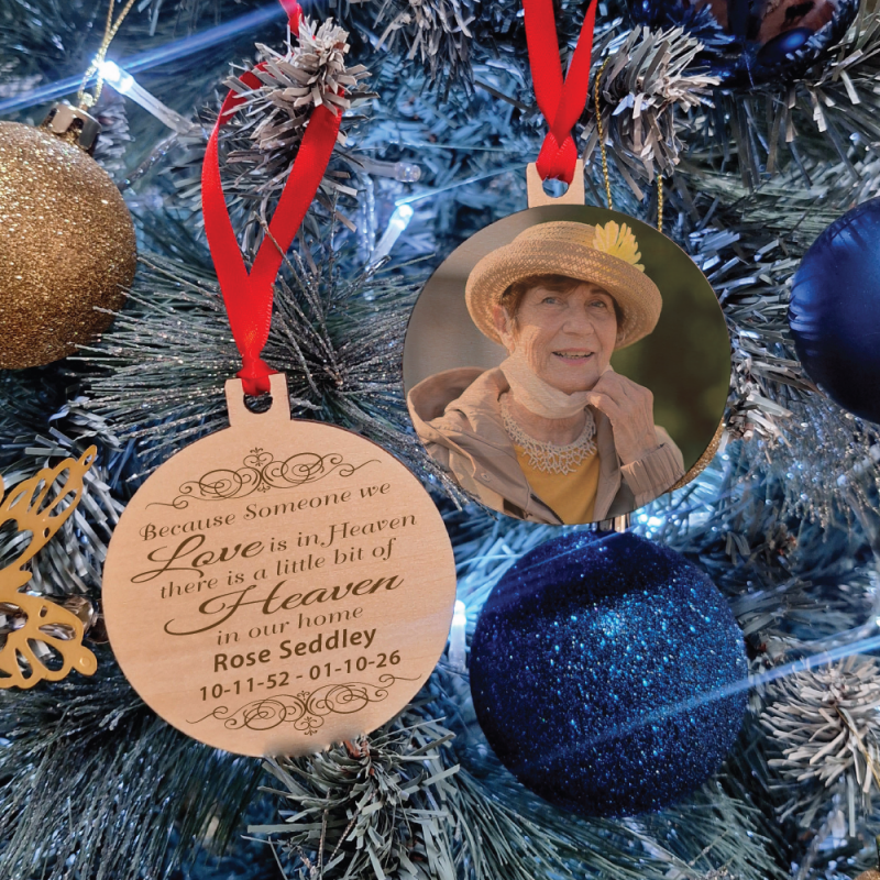 Memorial Christmas Photo Wooden Ornament - Our Home