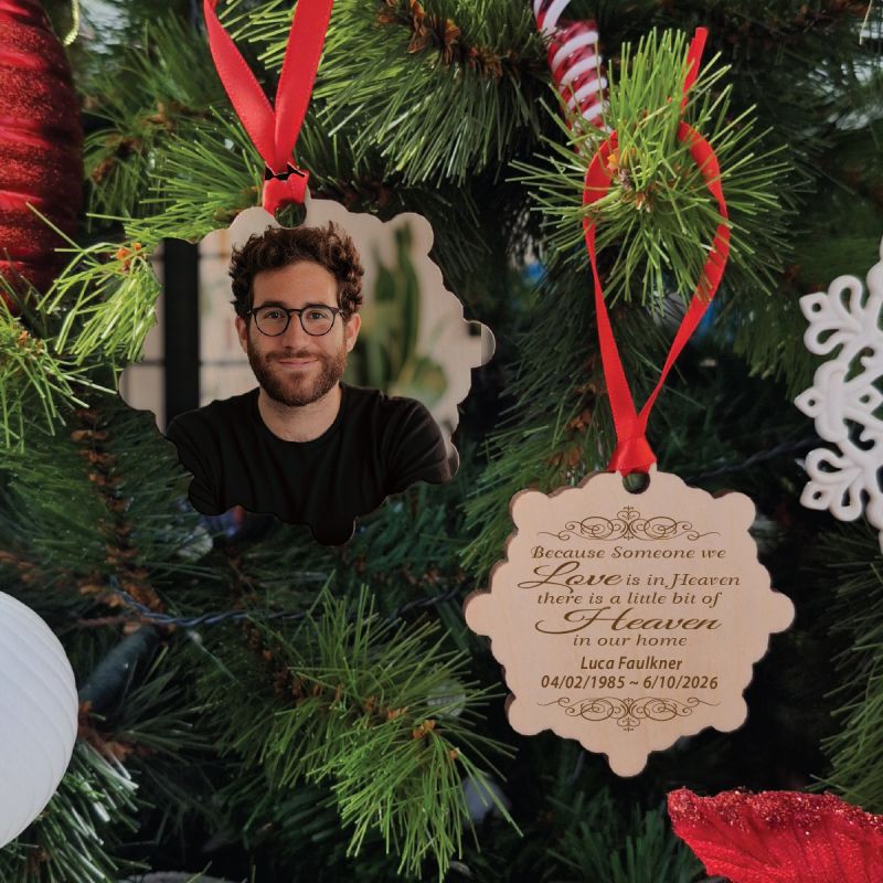 Memorial Christmas Photo Wooden Ornament - Our Home