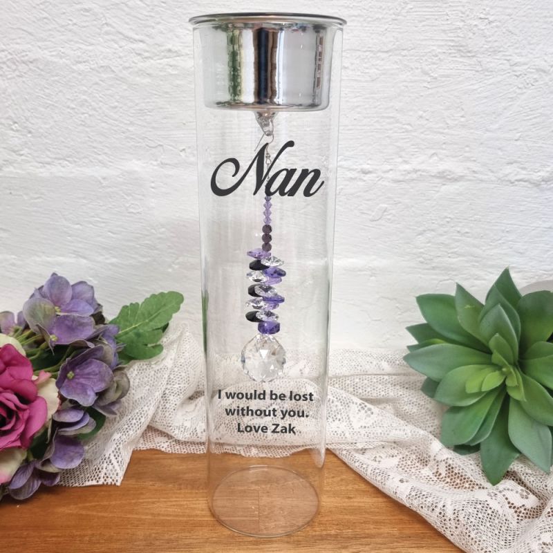 Nana Candle Holder with Purple Suncatcher