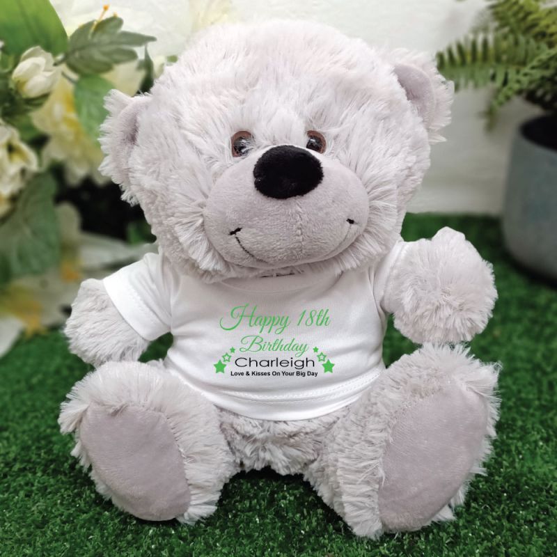 Personalised 18th Birthday Bear Grey Plush