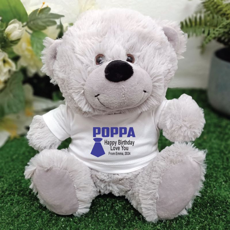 Pop  Personalised Teddy Bear Grey Plush