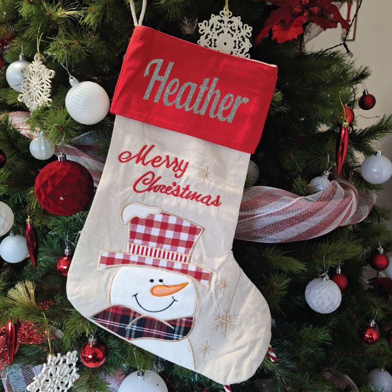 Personalised Snowman Christmas Stocking