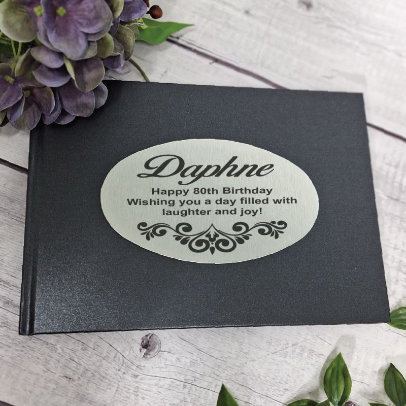 80th Birthday Guest Book A5 Black