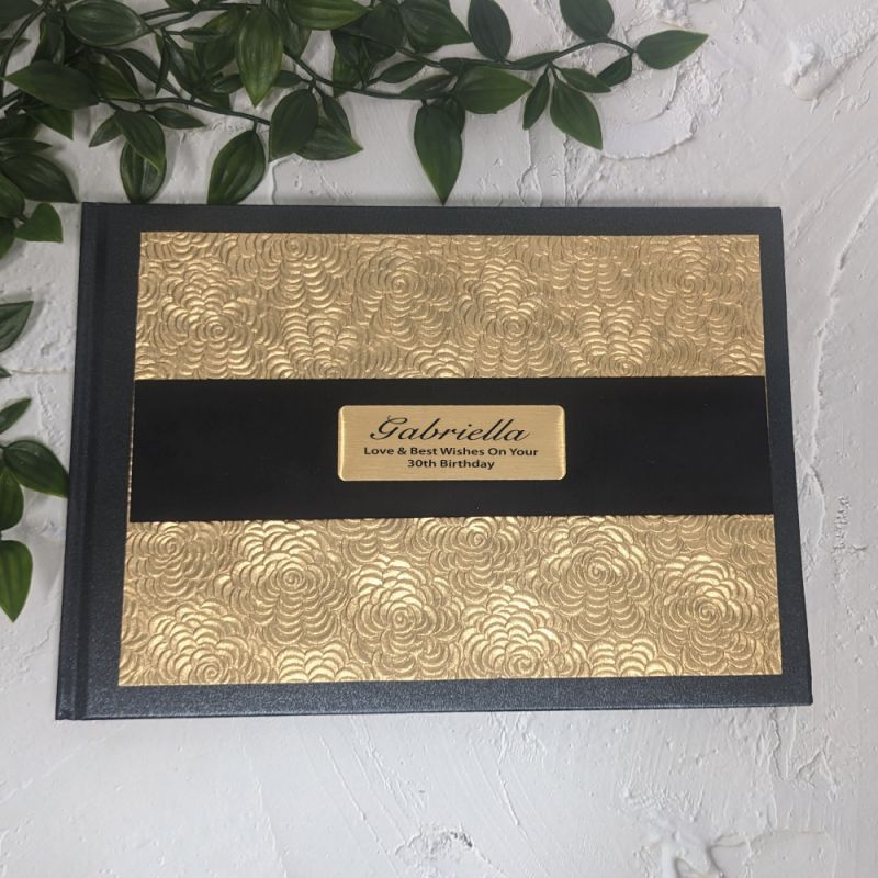 30th Birthday Guest Book Album Embossed Rose
