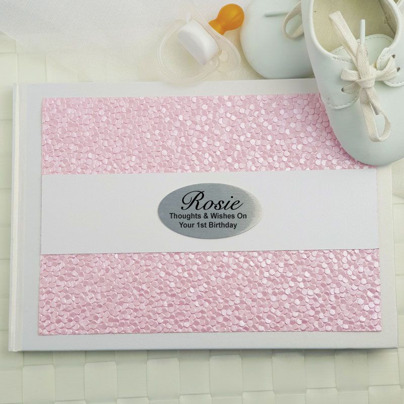 1st Birthday Guest Book Keepsake Album- Pink Pebble