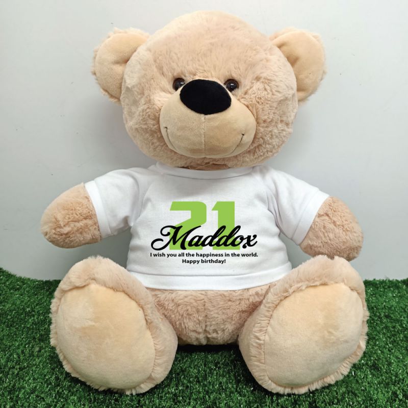 21st Birthday Bear with T-Shirt 40cm Cream