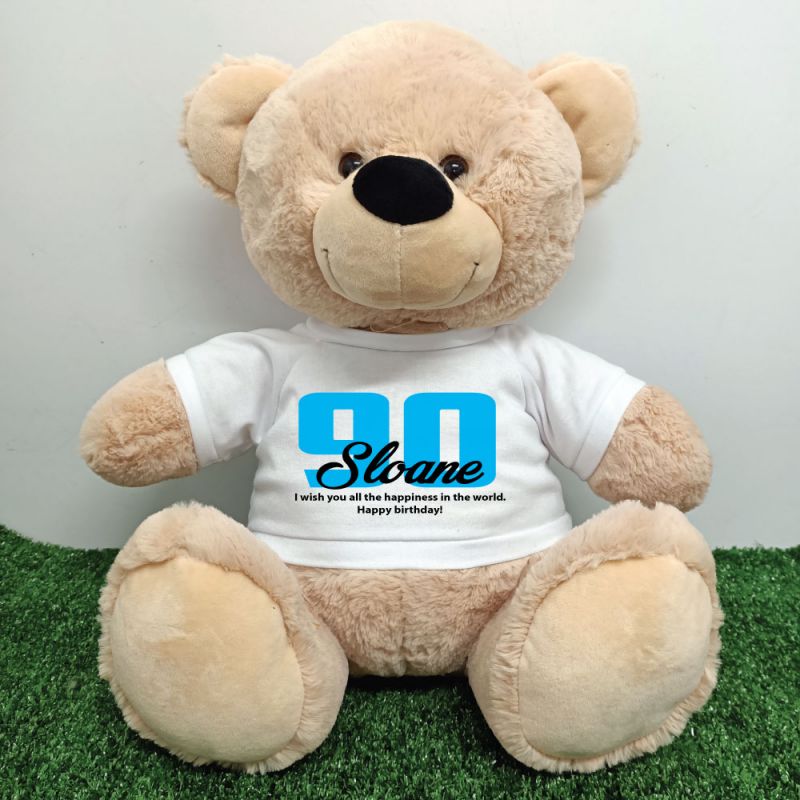 90th Birthday Bear with T-Shirt 40cm Cream