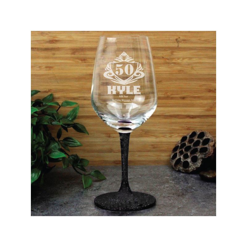 50th Birthday Engraved Personalised Wine Glass 450ml (M)