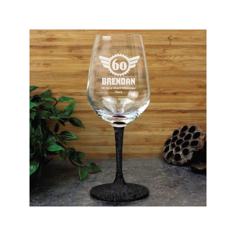 60th Birthday Engraved Personalised Wine Glass 450ml (M)