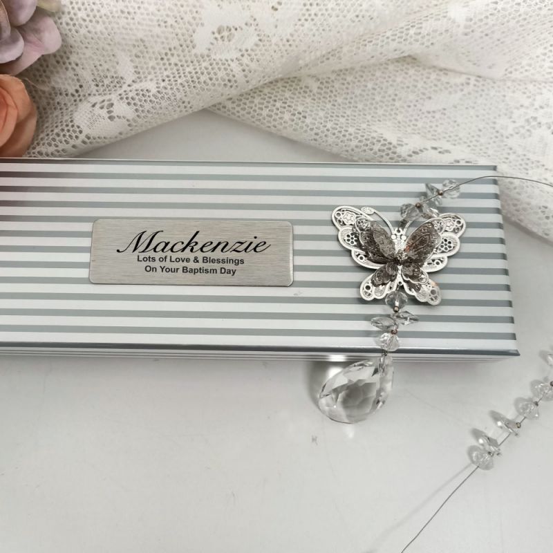 Personalised Baptism Butterfly  Suncatcher