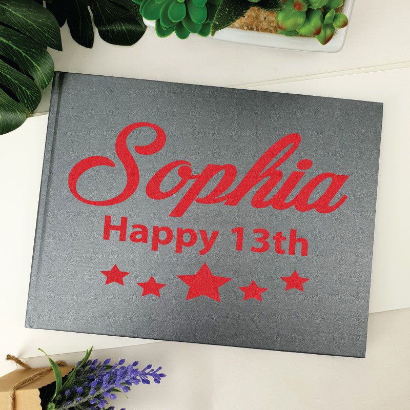 13th Birthday Guest Book Keepsake Album - A5 Black