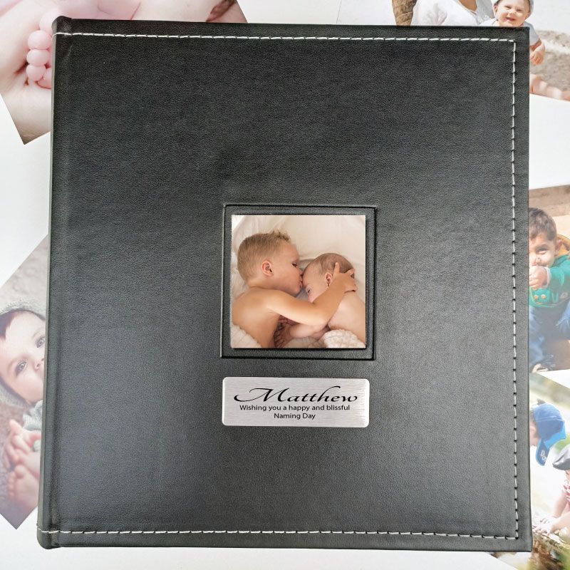 Naming Day Personalised Album Black 5x7 Photo