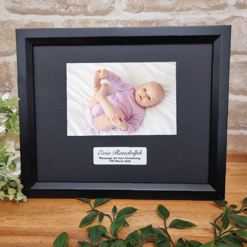 Custom Christening Frame 4x6 - Black