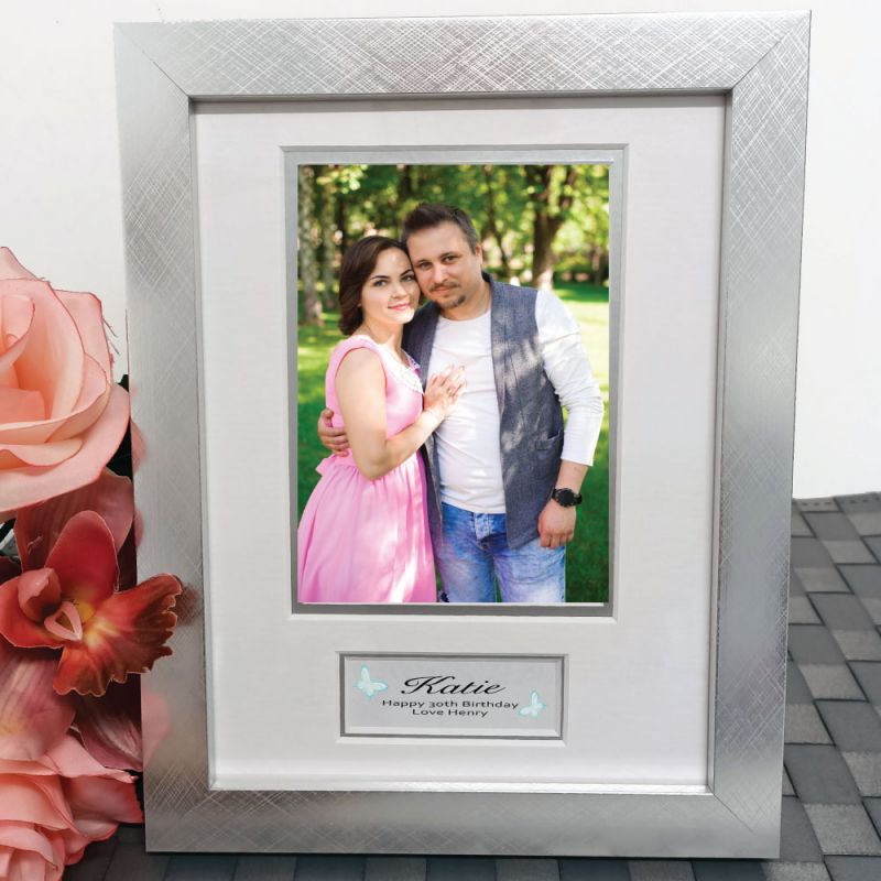 30th Birthday Photo Frame Silver Wood 4x6 Photo