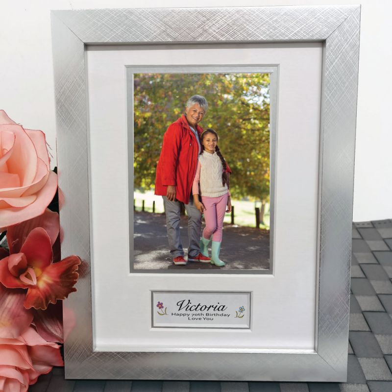 70th Birthday Photo Frame Silver Wood 4x6 Photo