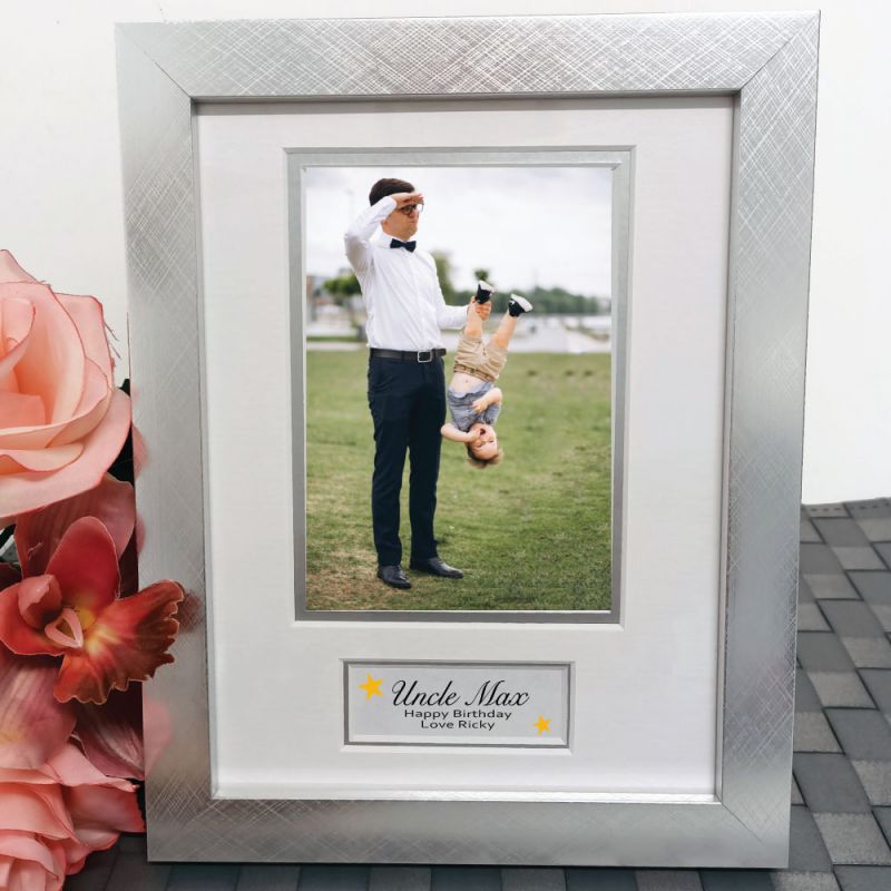 Birthday Photo Frame Silver Wood 4x6 Photo