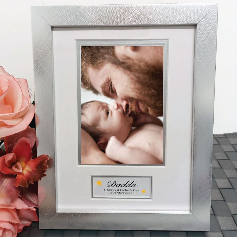 Dad Photo Frame Silver Wood 4x6 Photo