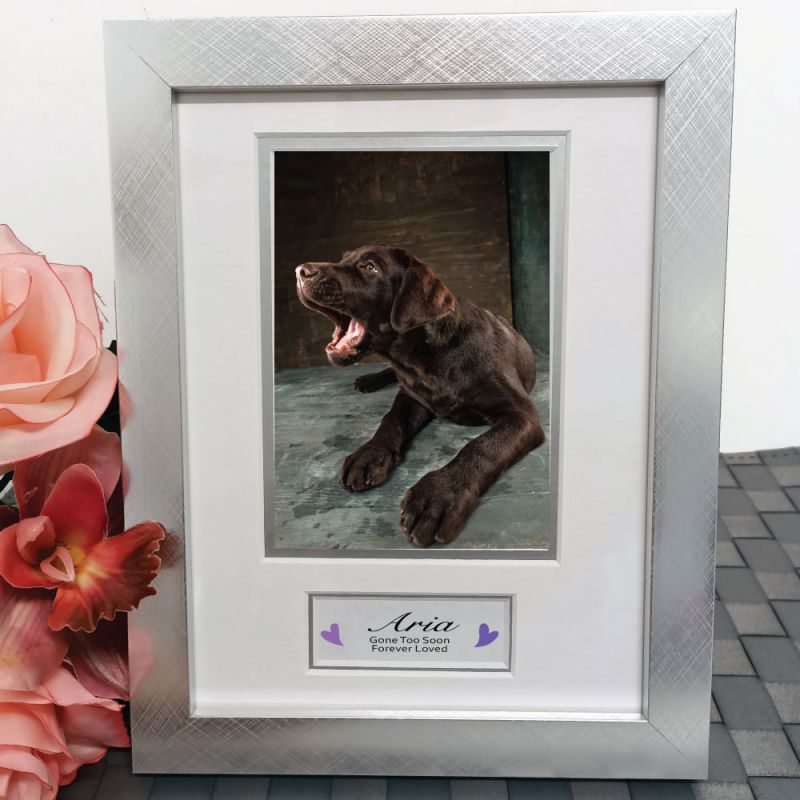 Pet Memorial Photo Frame Silver Wood 4x6 Photo
