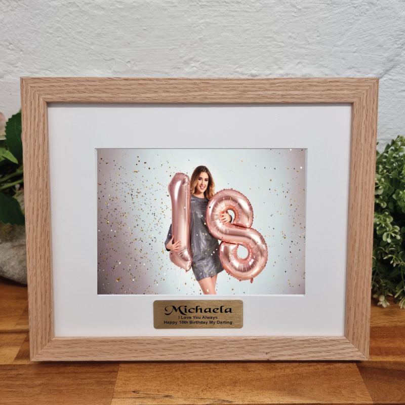 18th Birthday Photo Frame Victorian Natural Wood