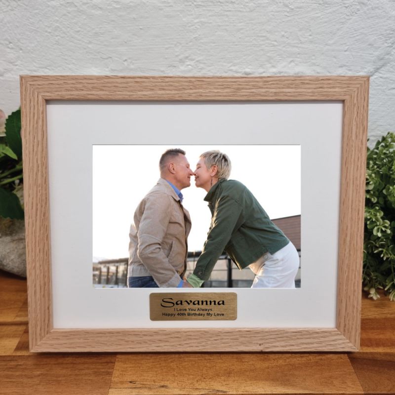 40th Birthday Photo Frame Natural Wood