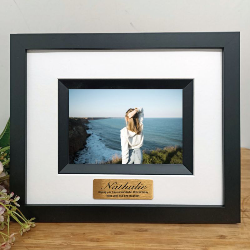 40th Birthday Personalised Photo Frame Silhouette Black 4x6 