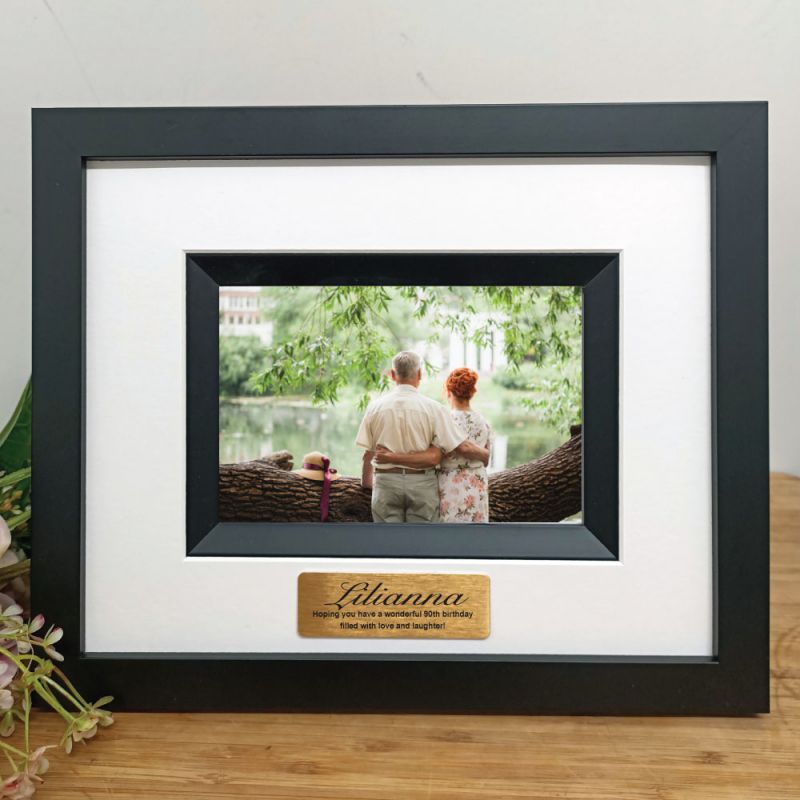 90th Birthday Personalised Photo Frame Silhouette Black 4x6 