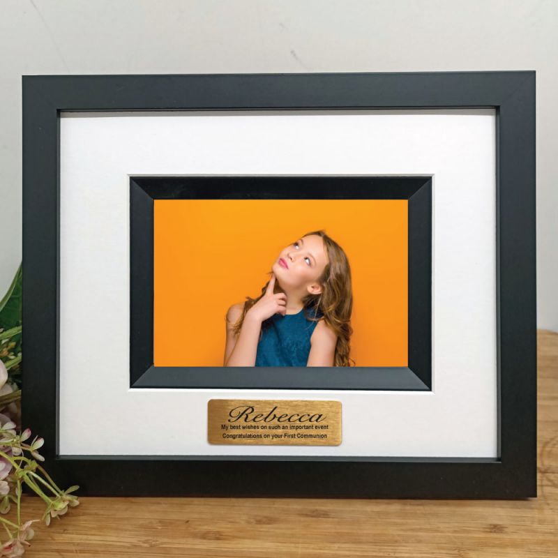 First Communion Personalised Photo Frame Silhouette Black 4x6 