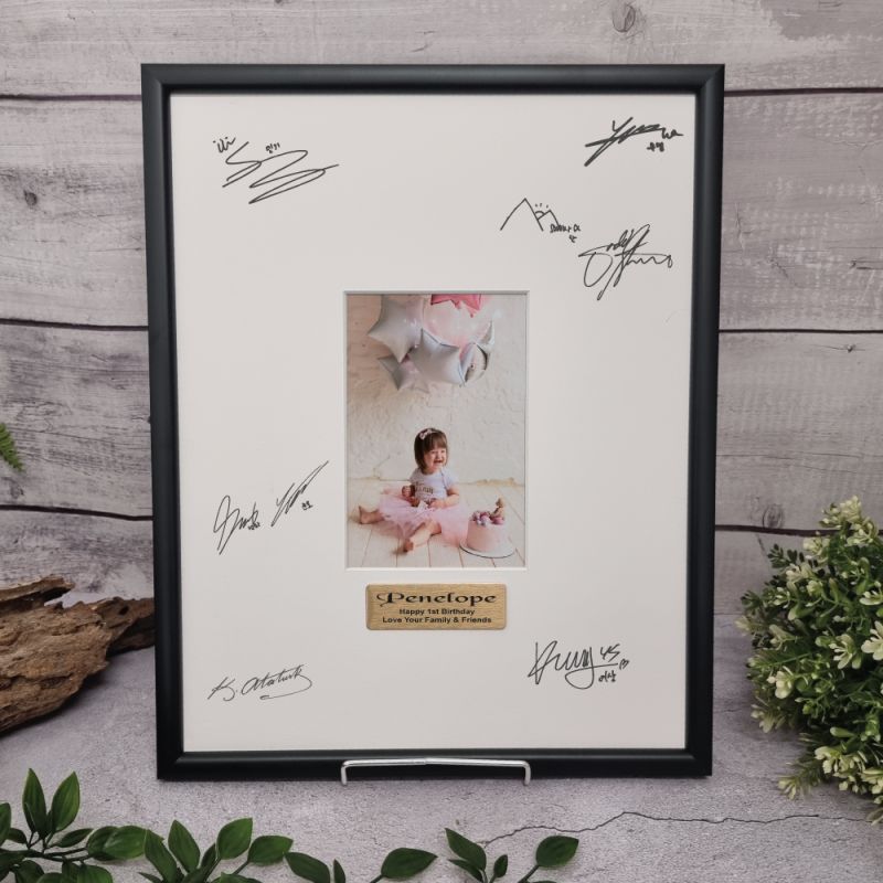 1st Birthday Black Signature Frame 4x6 Photo