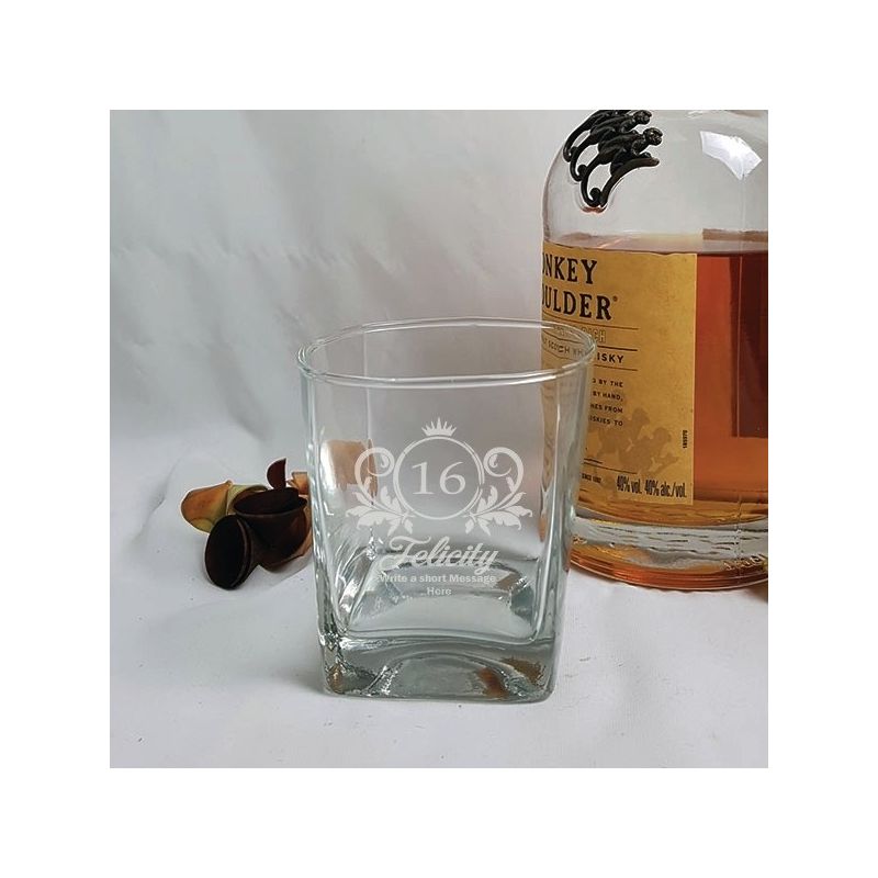 16th Birthday Engraved Personalised Scotch Spirit Glass (F)
