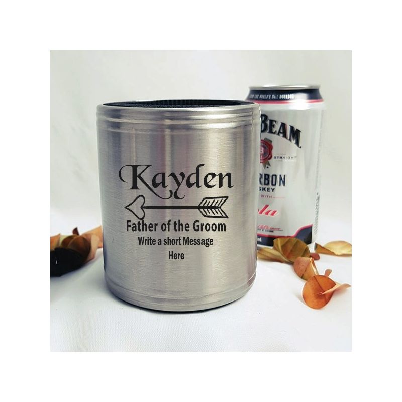 Father Of The Groom Engraved Silver Stubby Can Cooler 