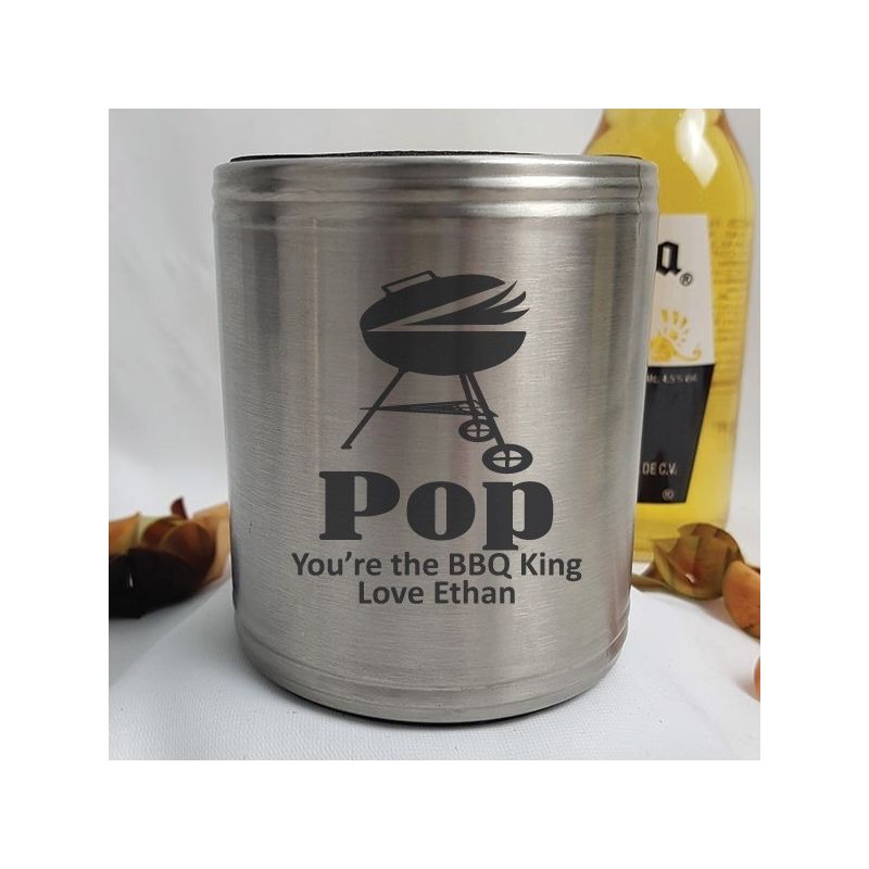 Pop Engraved Silver Stubby Can Cooler Personalised