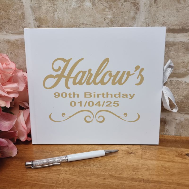 Personalised 90th Birthday Guest Book & Pen
