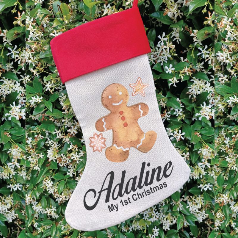 Personalised Christmas Stocking - Gingerbread Man