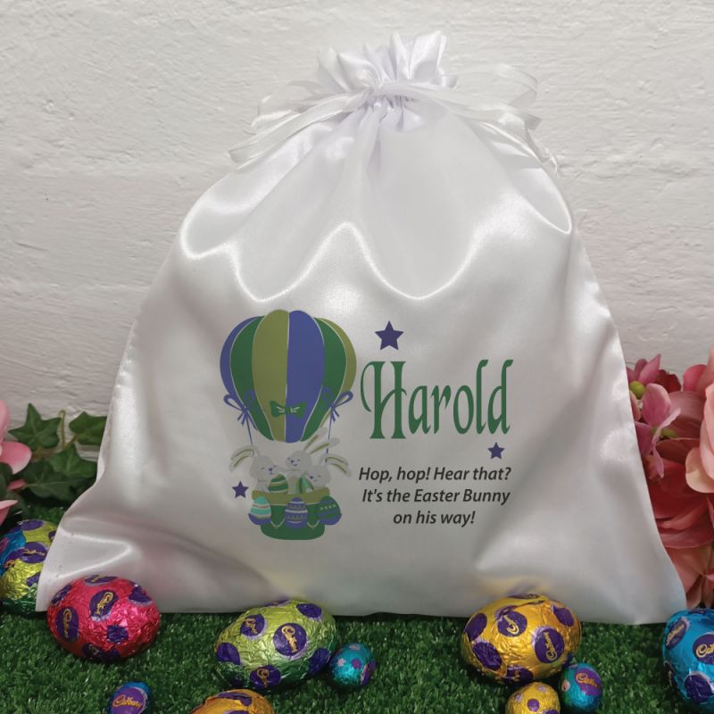 Personalised Easter Sack Hunt Bag 35cm  - Air Balloon