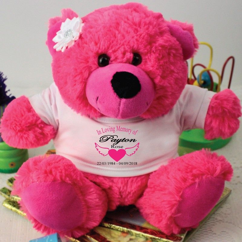 In Loving Memory Memorial Teddy Bear - Hot Pink