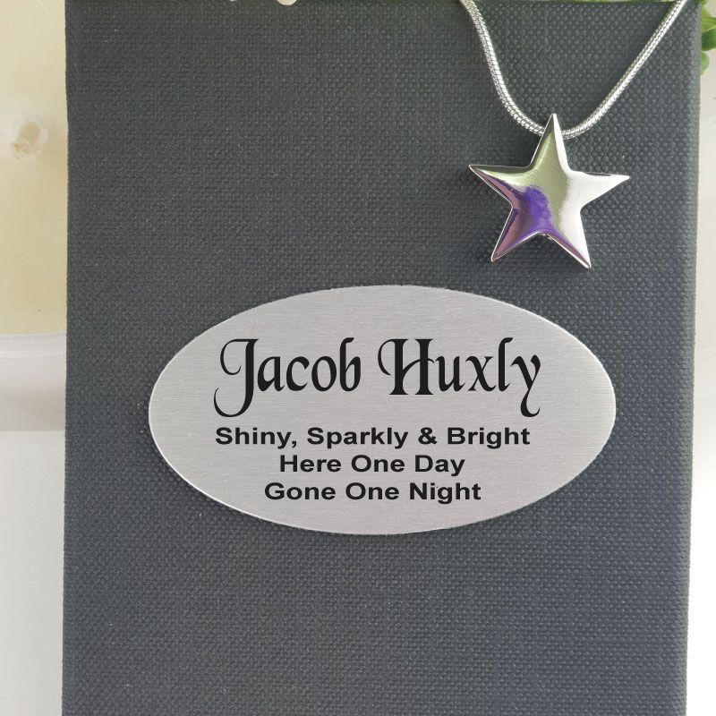 Star Memorial Urn Cremation Ash Necklace In Personalised Box