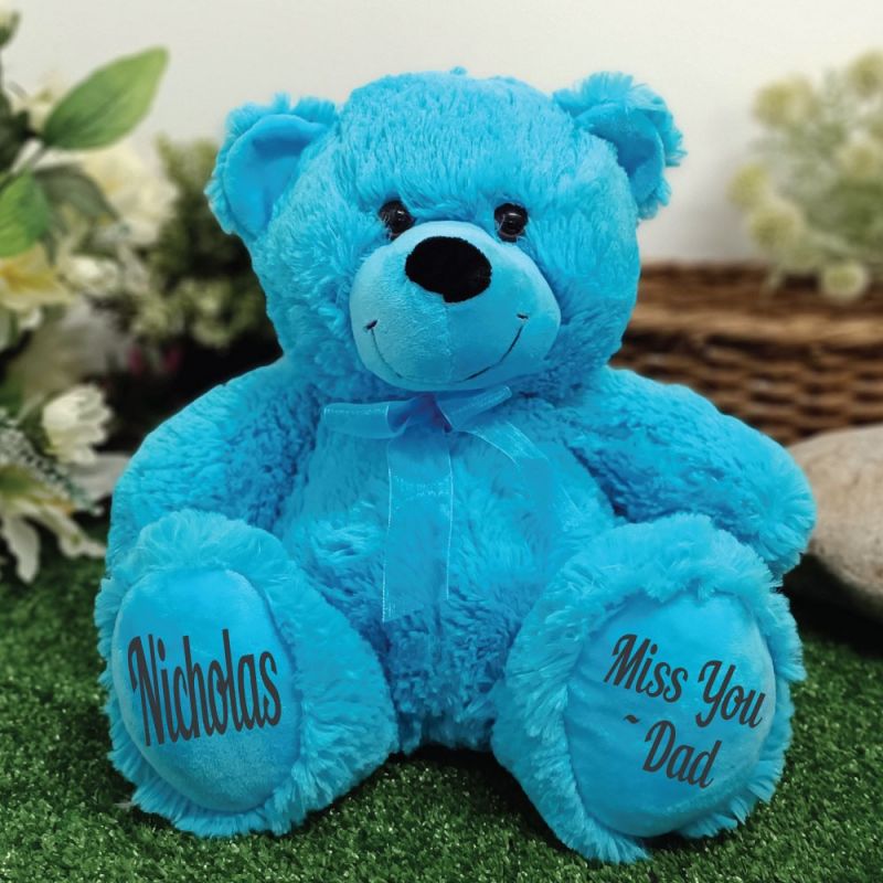Personalised Message Bear 30cm Bright Blue