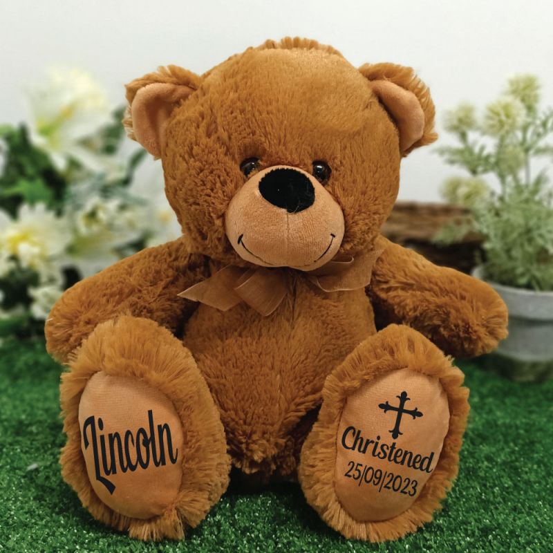 Christening Personalised Teddy Bear 30cm Brown