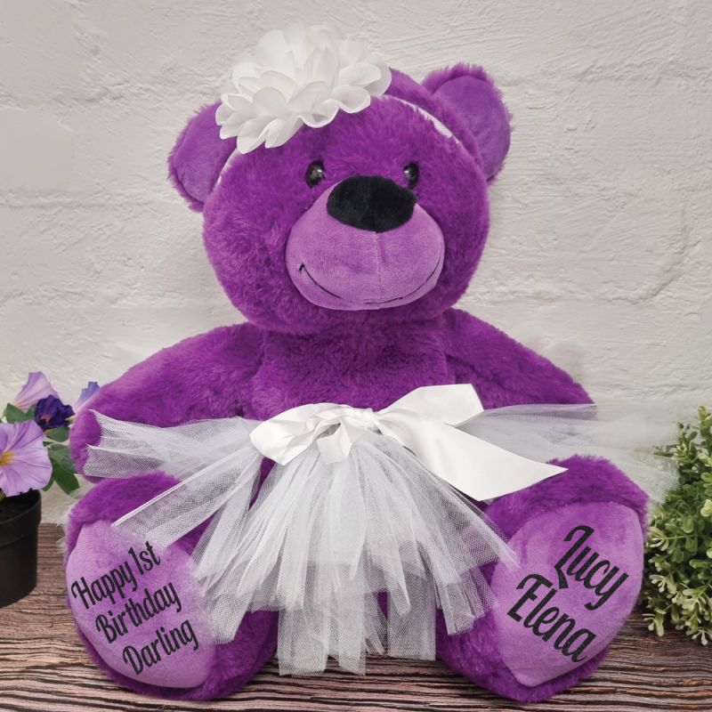 1st Birthday Princess Teddy Bear 40cm -Purple