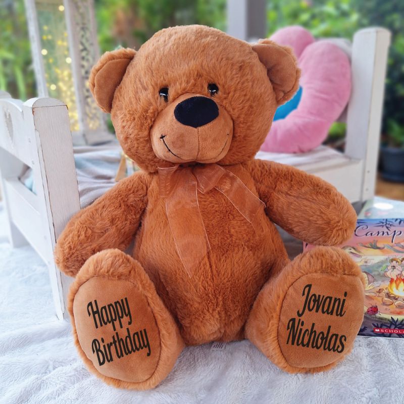 Personalised Birthday Teddy Bear 40cm Plush Brown