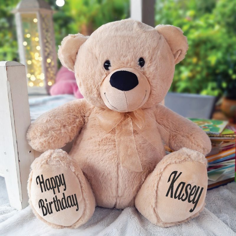 Personalised Birthday Bear Cream 40cm