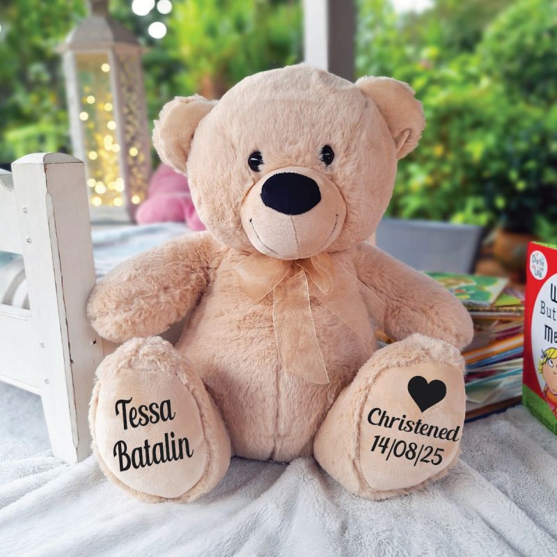 Christening Personalised Teddy Bear 40cm Beige